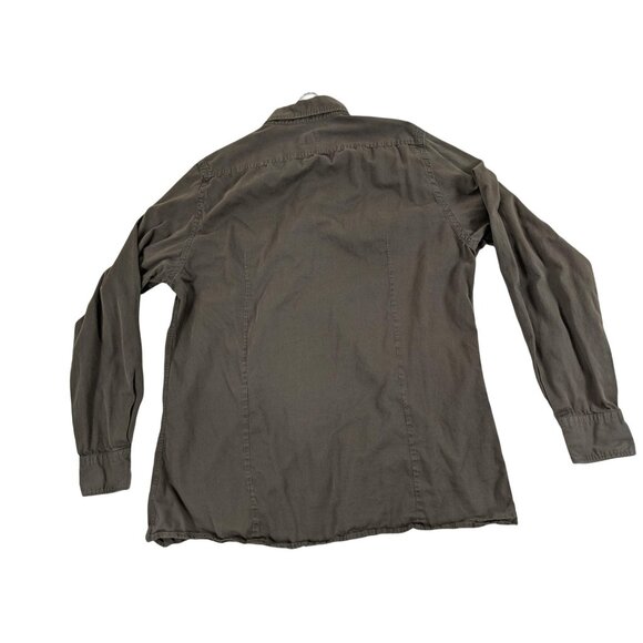 Large Green Cotton Long Sleeve Button Up Green Dress Shirt Front Pockets 37c - Picture 2 of 3